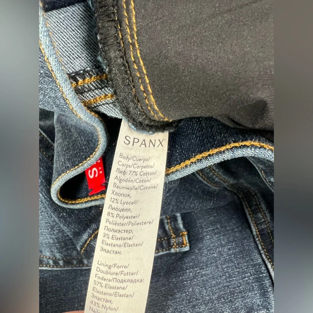 SPANX women's cropped stretch flare pull‎ on denim raw hem Size Small - Picture 6 of 12